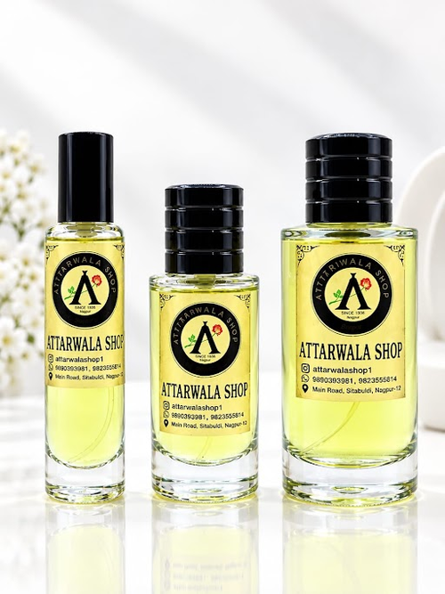 Three Attarwala Shop attar bottles in different sizes